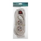 Удлинитель Luazon Lighting, 3 розетки, 3 м, 6 А, 1300 Вт, 3×0.75 мм2, с заземлением, с выключателем, белый - Фото 3