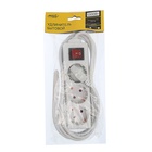 Удлинитель Luazon Lighting, 3 розетки, 3 м, 6 А, 1300 Вт, 3×0.75 мм2, с заземлением, с выключателем, белый - Фото 5