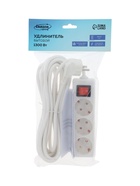 Удлинитель Luazon Lighting, 3 розетки, 5 м, 6 А, 1300 Вт, 3×0.75 мм2, с заземлением, с выключателем, белый - Фото 4