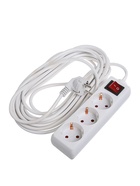 Удлинитель Luazon Lighting, 3 розетки, 7 м, 10 А, 2200 Вт, 3×0.75 мм2, с заземлением, с выключателем, белый - Фото 3