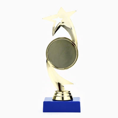 Кубок «Звезда», наградная фигура, подставка пластик синяя, 18×6×6 см