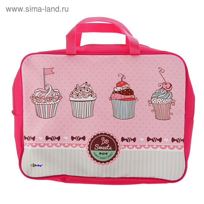 Папка с ручками текстиль А4 350х265х80 мм Sweet cake (ручка-тесьма) - Фото 1