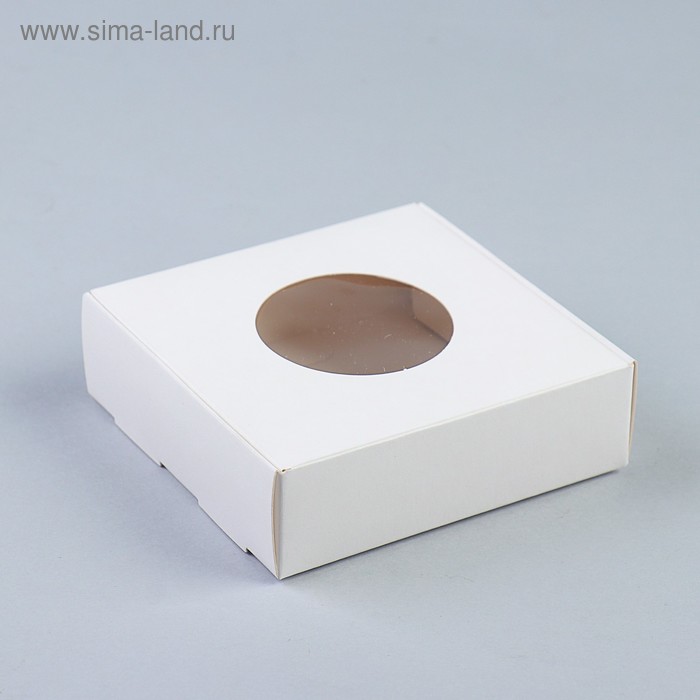 Коробка для печенья, с окном, белая, 10 х 10 х 3 см - Фото 1
