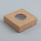 Коробка для печенья, с окном, крафт, 10 х 10 х 3 см - Фото 1