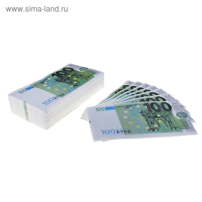Сувенирные салфетки "100 евро", 2-х слойные, 25 листов, 33х33 см - Фото 1