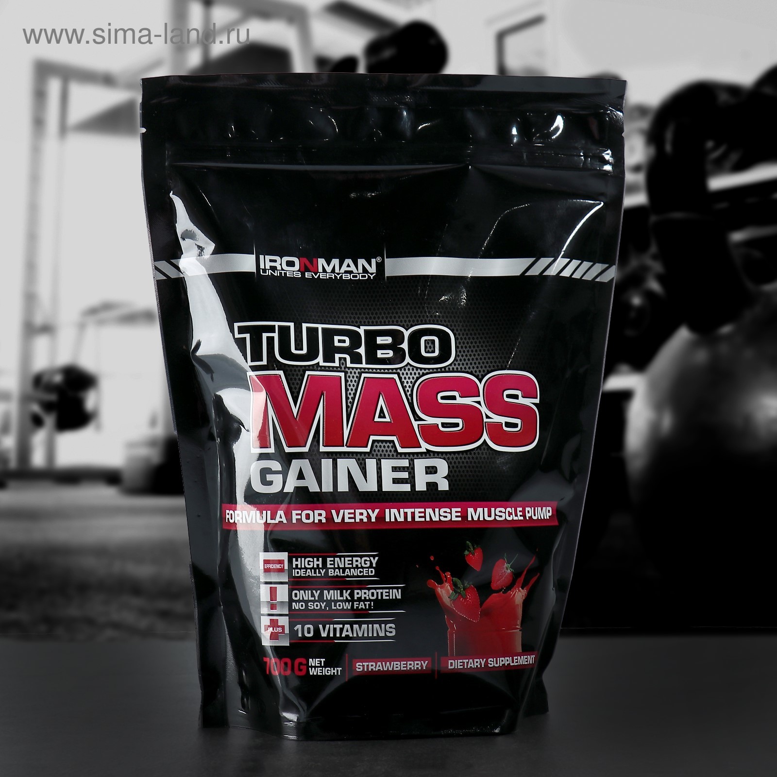 Гейнер IRONMAN Turbo Mass, земляника, спортивное питание, 700 г ...