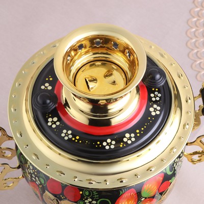 Набор посуды «Хохлома», 3 предмета: самовар 3 л, заварочный чайник 0.7 л, поднос