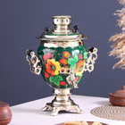 Набор посуды «Маки на зелёном», жёлудь, 3 предмета: самовар 3 л, заварочный чайник 0.7 л, поднос - Фото 3