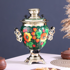 Набор посуды «Маки на зелёном», жёлудь, 3 предмета: самовар 3 л, заварочный чайник 0.7 л, поднос - Фото 4