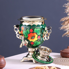 Набор посуды «Маки на зелёном», жёлудь, 3 предмета: самовар 3 л, заварочный чайник 0.7 л, поднос - Фото 5