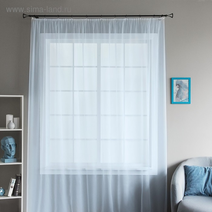 Тюль высота 295 см, ширина 250 см, крепление - Лента, белый - купить с доставкой