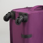 Чемодан малый с расширением 20", отдел на молнии, 2 наружных кармана, кодовый замок, 4 колеса, цвет пурпурный - Фото 6
