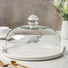 Блюдо для подачи с клош крышкой Valencia, 31×28×19 см, керамика, стекло, белое - Фото 3