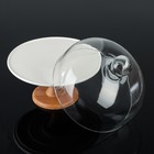 Подставка для десертов с клош крышкой на деревянной ножке «Эстет», d=24.5 см, керамика, белая - Фото 4