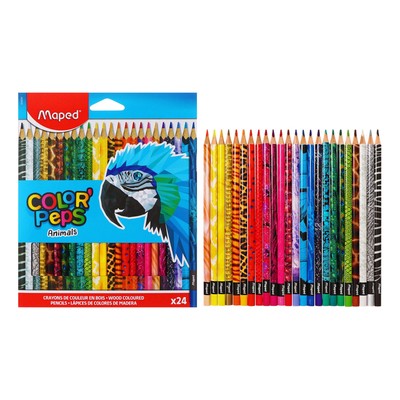 Карандаши цветные трёхгранные 24 цвета, Maped Color Peps Animals