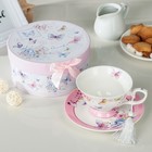 Чайная пара керамическая в подарочной упаковке «Бабочки», 2 предмета: чашка 220 мл, блюдце d=15 см, цвет белый - Фото 9