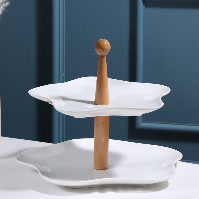 Блюдо керамическое 2-х ярусное «Эстет», d=22/26 см - Фото 1