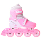 Роликовые коньки раздвижные, размер 34-37, колёса PVC 64 мм, цвет розовый/белый - Фото 1