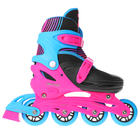 Роликовые коньки раздвижные, колеса PVC 64 мм, пластиковая рама, black/blue/pink р.34-37 - Фото 1