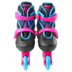 Роликовые коньки раздвижные, колеса PVC 64 мм, пластиковая рама, black/blue/pink р.34-37 - Фото 3