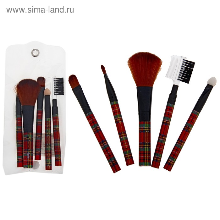 Набор кистей для макияжа "Клетка", 5 предметов, разноцветный - Фото 1
