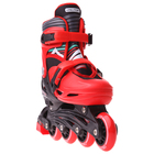 Роликовые коньки раздвижные, колеса PVC 64 мм, пластиковая рама, red/black р.34-37 - Фото 5