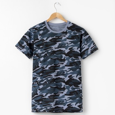 Футболка мужская камуфляж, цвет синий, размер M