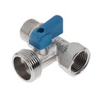 Кран шаровой «СТМ», трехпроходной, 1/2"х3/4"х1/2", для бытовых приборов, никелированный - Фото 1