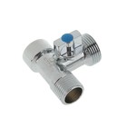Кран шаровой «СТМ», трехпроходной, 1/2"х3/4"х1/2", для бытовых приборов, хромированный - Фото 2