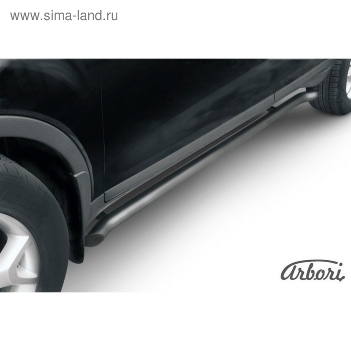 Защита штатных порогов Arbori d57 с гибами черная Ford KUGA 2008-2013 - Фото 1