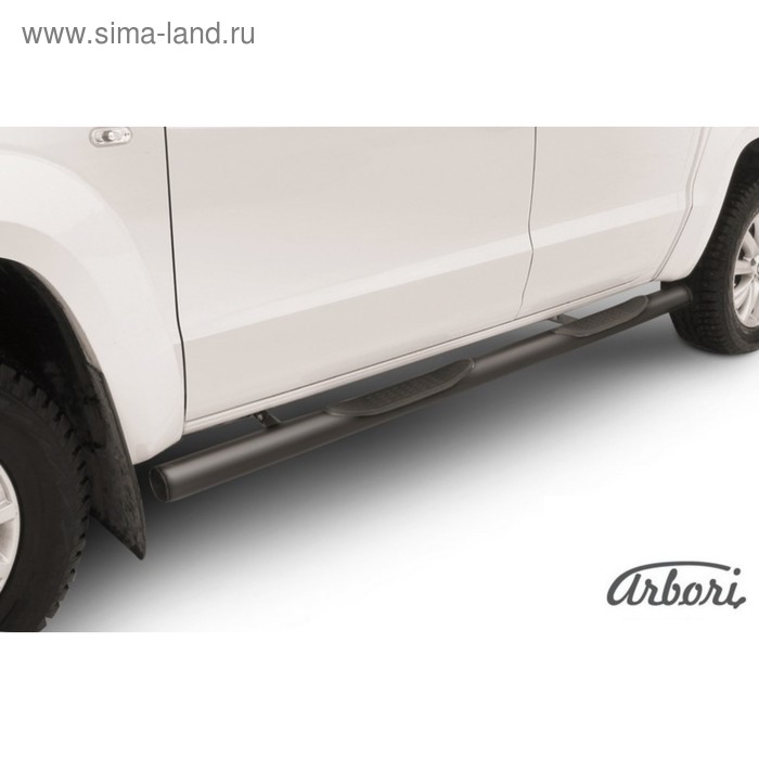 Защита штатных порогов Arbori d76 с проступями черная Volkswagen AMAROK 2013- - Фото 1