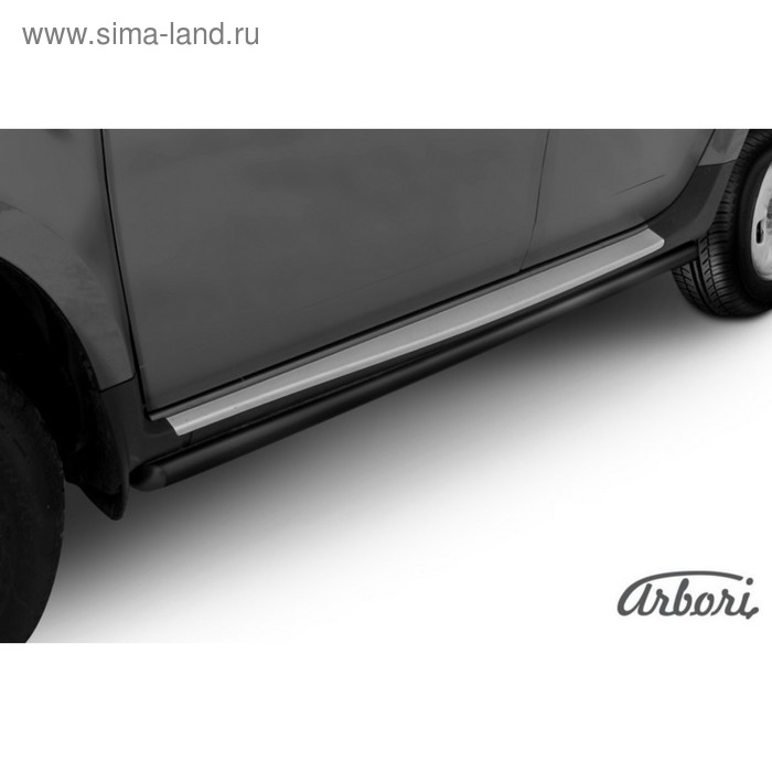 Защита штатных порогов труба Arbori d42, Renault DUSTER 2010-, черн. - Фото 1