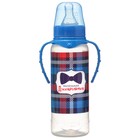 Бутылочка для кормления «Маленький джентльмен», классическое горло, с ручками, 250 мл., от 0 мес., цвет синий - Фото 2