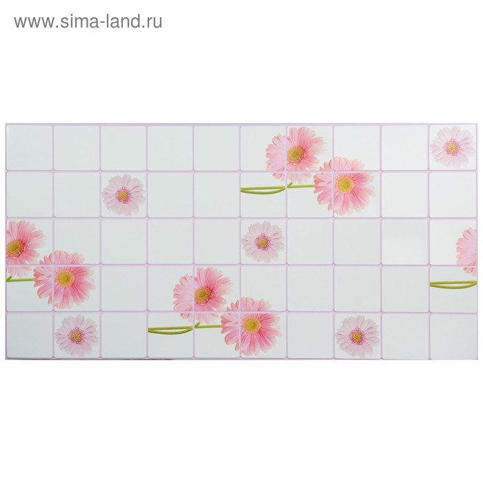 Панель ПВХ Плитка Розовые герберы 955 х 480 мм - Фото 1