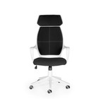 Кресло офисное "Поло", белый пластик, чёрная ткань, белая строчка - Фото 1