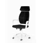 Кресло офисное "Поло", белый пластик, чёрная ткань, белая строчка - Фото 2