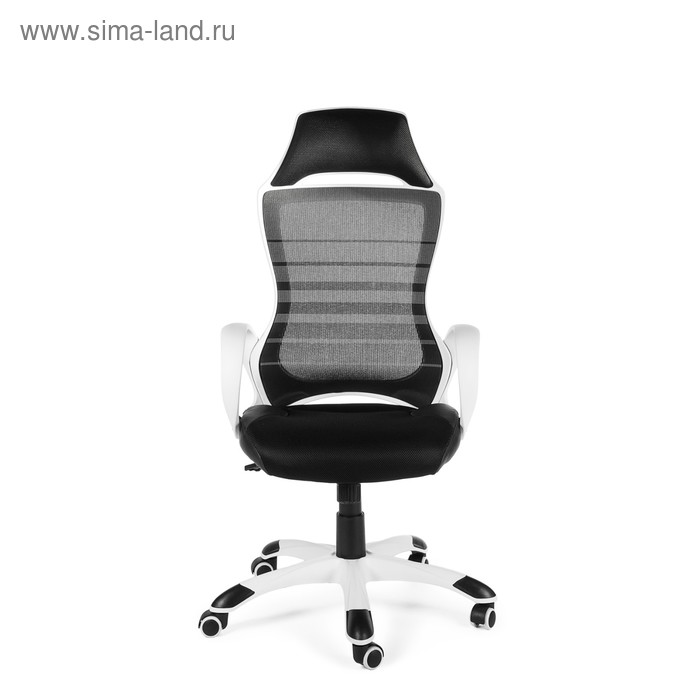 Кресло офисное "Реноме", белый пластик, чёрная ткань, чёрная сетка - Фото 1