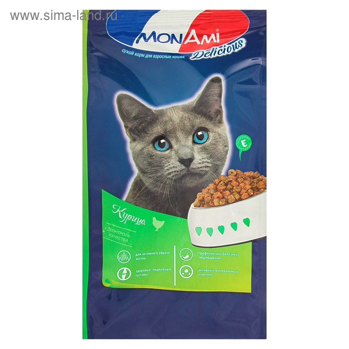 Сухой корм MonAmi для кошек, с мясом курицы, 400 г - Фото 1
