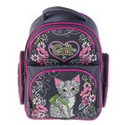 Рюкзак каркасный BagFashion 36 х 34 х 17 см, для девочки, «Котёнок с рюкзаком», серый - Фото 1