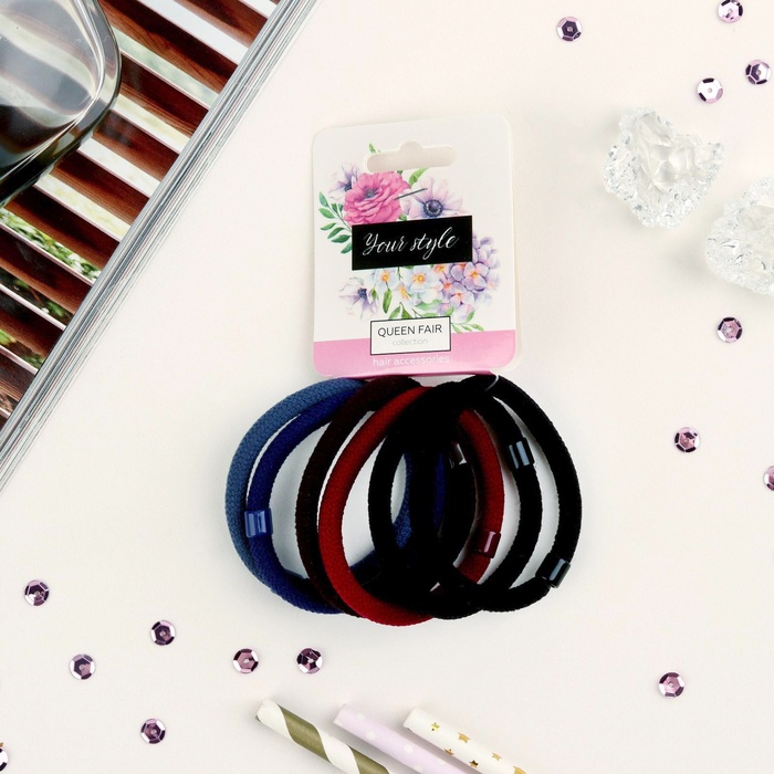 Резинки для волос QF «Классика», набор 6 шт., 5.5 см - Фото 1