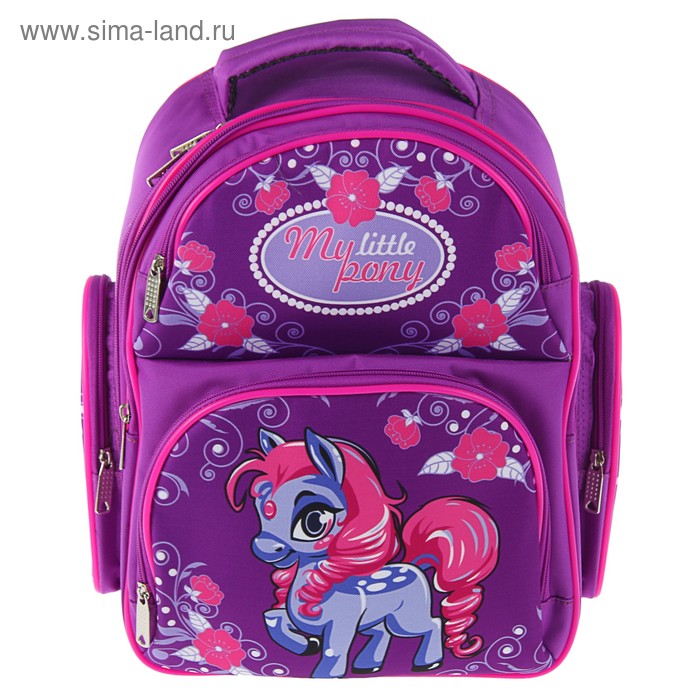 Рюкзак каркасный BagFashion 36 х 34 х 17 см, для девочки, «Пони», фиолетовый - Фото 1