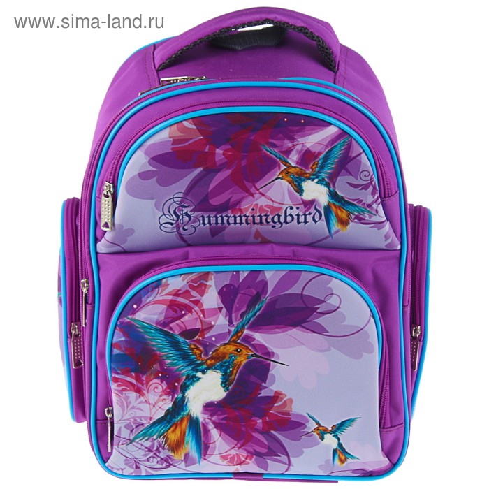 Рюкзак каркасный BagFashion 36 х 34 х 17 см, для девочки, «Колибри», фиолетовый - Фото 1