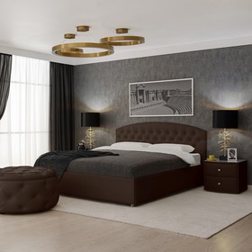 Кровать «Пальмира» без ПМ, 140×200 см, экокожа, цвет горький шоколад