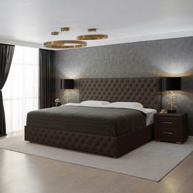 Кровать «Купол тысячелетия» с ПМ, 140×200 см, экокожа, цвет горький шоколад