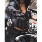 Перчатки для езды на мототехнике, натуральная кожа, черные - Фото 2