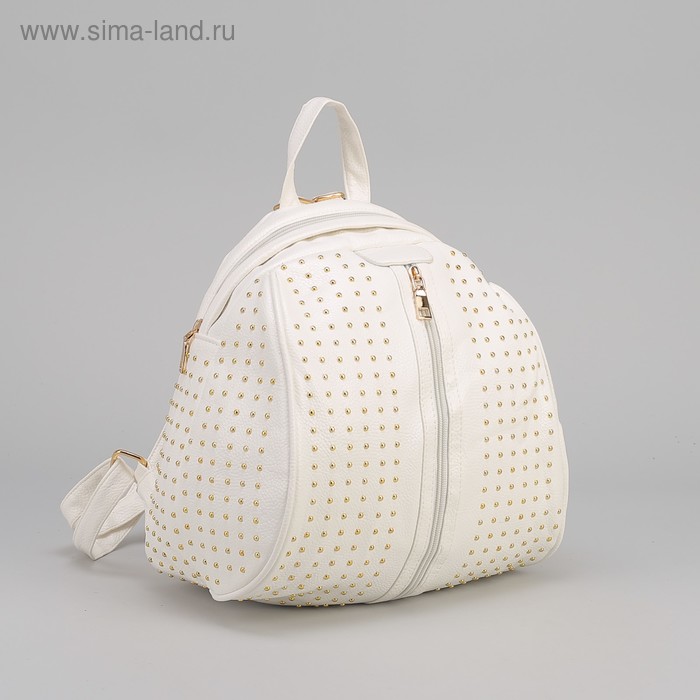 Рюкзак молодёжный, отдел на молнии, 2 наружных кармана, цвет белый - Фото 1