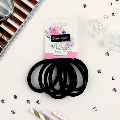 Резинки для волос QF «Классика», набор 6 шт., 5.5 см, чёрные