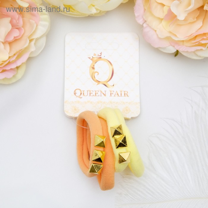 Резинка для волос "Махрушка пастель" (набор 4 шт) желтый, оранжевый - Фото 1