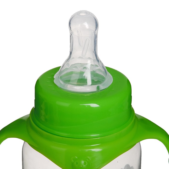 Бутылочка для кормления «Лесная сказка», классическое горло, с ручками, 250 мл., от 0 мес., цвет зелёный - фото 1877430661