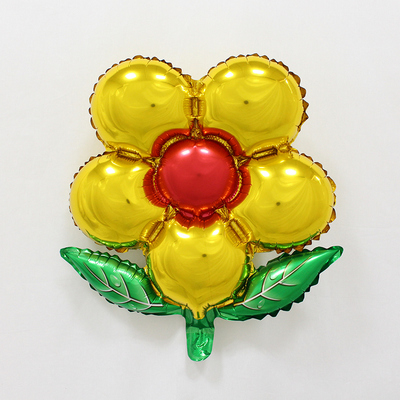 Шар фольгированный 20" "Цветок" с клапаном, цвет жёлтый, серединка МИКС